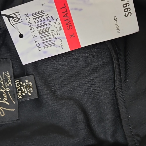 Elegant Black Studded Faux Wrap Dress In Size XS - Picture 10 of 11